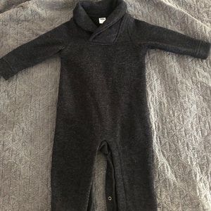 Navy shawl collar sweater knit one piece